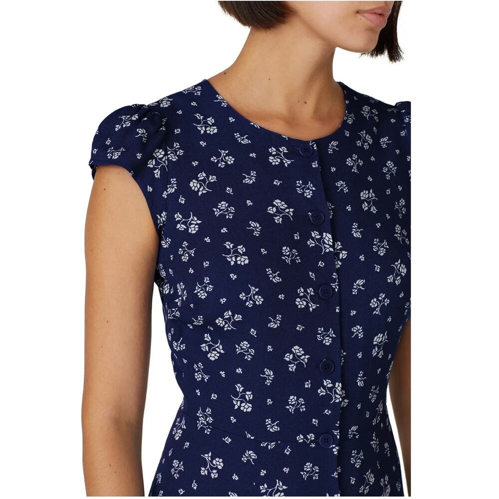 Reformation Maison Fauna‎ midi floral blue button-down dress women's size 12 - Picture 2 of 13